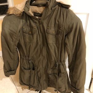 YMI Olive Fur Coat Size Small